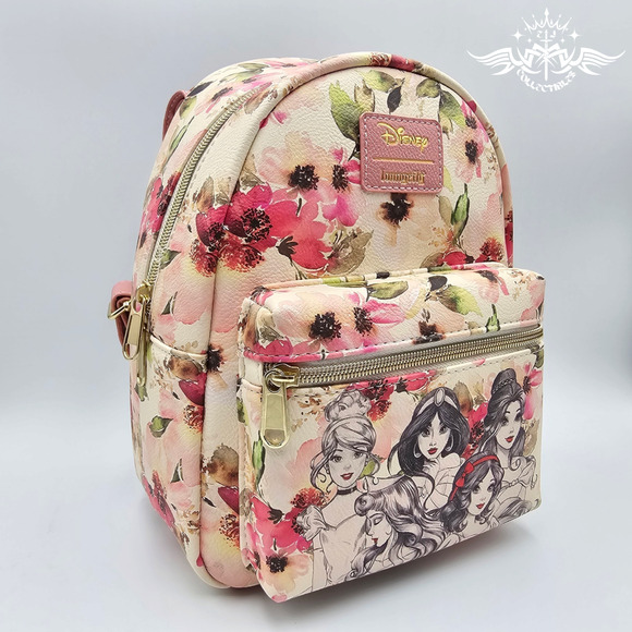 Loungefly Disney Princess Floral Sketch Pink Mini Backpack Bag New main image 11
